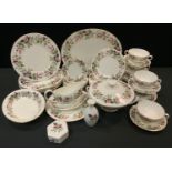 A Wedgwood Hathaway Rose pattern six setting dinner service inc tureen and cover, oval meat plate,
