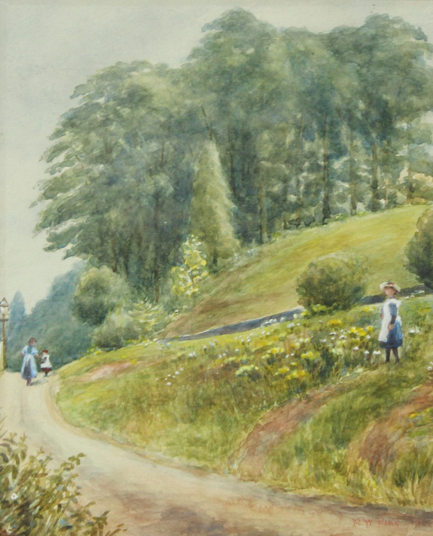 R W Pike, A Stroll in Darley Park, watercolour, signed; attributed to Barrett, The Boy Scouts - Image 5 of 5