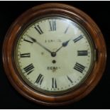 A 19th century mahogany cased fusee station clock, Hummel, Derby