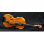 A violin, the two-piece back 35.5cm long excluding button, outlined throughout with purfling, 61cm