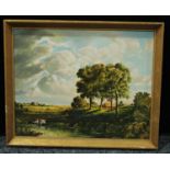 G. W. Ranner Suffolk Landscape signed, oil on board, 39.5cm x 49.5cm