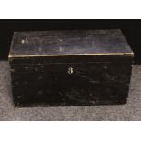 A pine tool trunk, hinged top, carrying handles, 80cm wide, 41cm high, 39cm deep