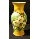 A large Doulton Faience vase, signed to base, 33.5cm high