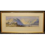 Henry Earp (19th century) Continental Lake Scene signed, watercolour, 16cm x 51cm