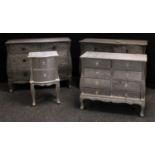 ***Lot withdrawn***A pair of contemporary chest of drawers, overlaid with embossed foil, serpentine