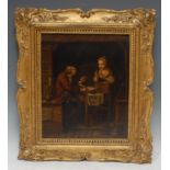 Dutch School (18th century) The Writing Master oil on tin, 30cm x 25.5cm