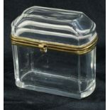 A late 19th century French glass casket, hinged cover, c.1900
