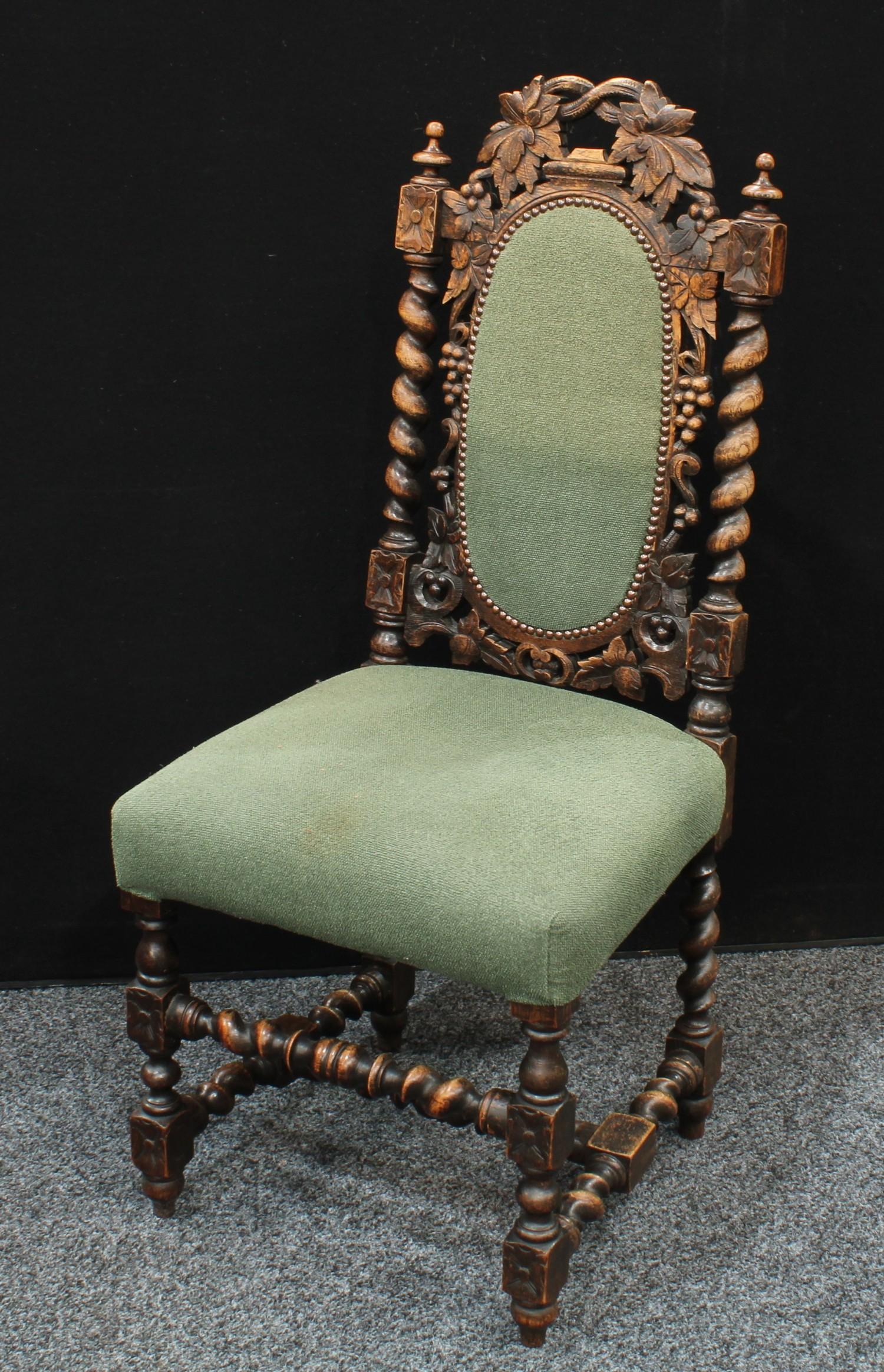 A set of four Jacobean style oak dining side chairs (4) - Image 4 of 4