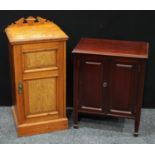 An early 20th century mahogany bedroom cabinet; a Victorian pot cupboard, c.1890 (2)