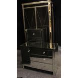 A contemporary mirrored single wardrobe, 209cm high, 112cm wide, 58cm deep; a contemporary