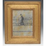 After Laurence Stephen Lowry Man in a Trench Coat bears signature, oil on board, 32cm x 24.5cm