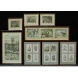 Anton Pieck, after, Our Rotterdam, print, 45cm x 26.5cm; others, three sets of four Anton Pieck