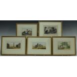 A Baxter print, The Country Maid, 7.5cm x 10.5cm, framed; others, Colonne de Juillet; Hotel de