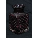 A Whitefriars amethyst glass square vase