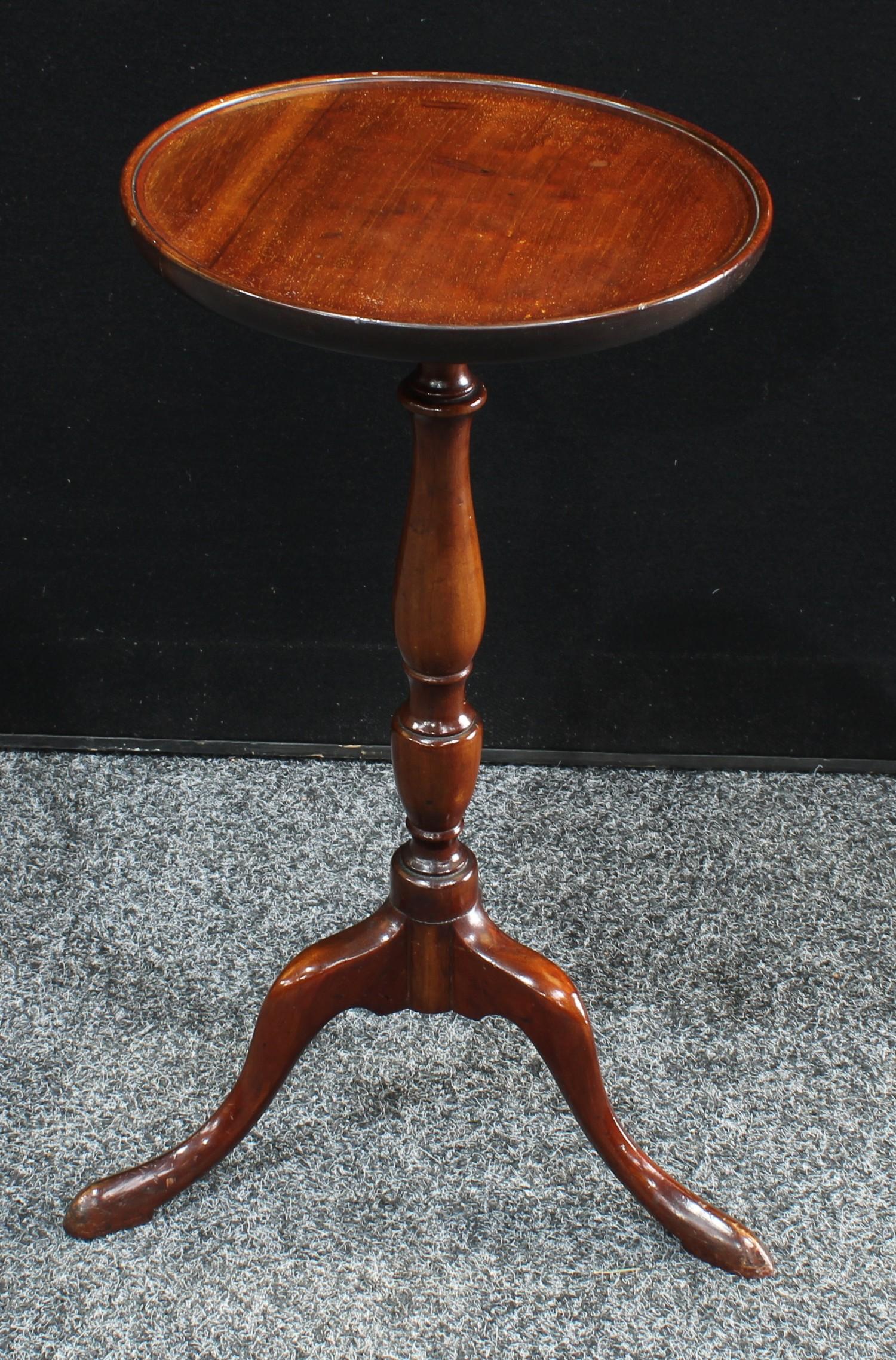 A Victorian mahogany tripod wine table, circular top, turned pillar, cabriole legs, pad feet. 55cm - Image 2 of 2