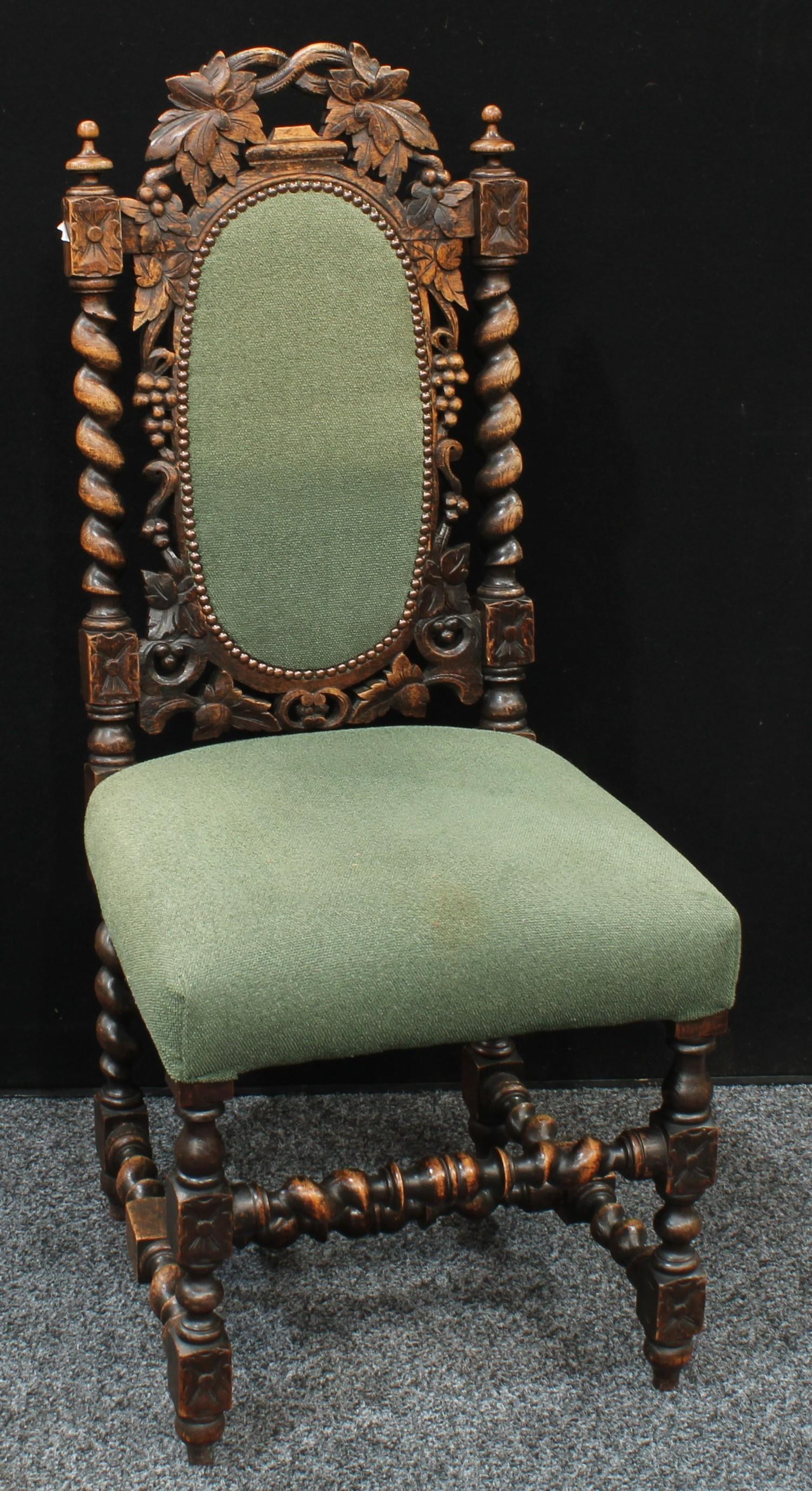 A set of four Jacobean style oak dining side chairs (4) - Image 2 of 4