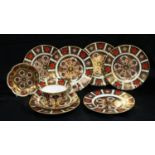 A set of six Royal Crown Derby Imari palette 1128 pattern tea plates, three first quality, three