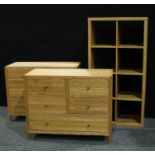 A pair of contemporary chest of drawers, rectangular top above four small and one long drawers, 82cm