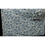 Textiles - a large pair of blue floral interlined curtains