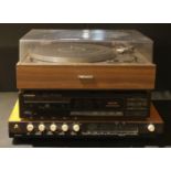 A Pioneer PL-120 belt driven turntable; a Pioneer PD-4100 compact disc player and an Armstrong 626