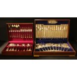 A Viners of Sheffield comprehensive set of silver plated and stainless steel flatware, mahogany