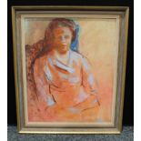 English School (20th Century) Abstract Study of a Seated Figure unsigned, oil on board, 54cm x 44cm
