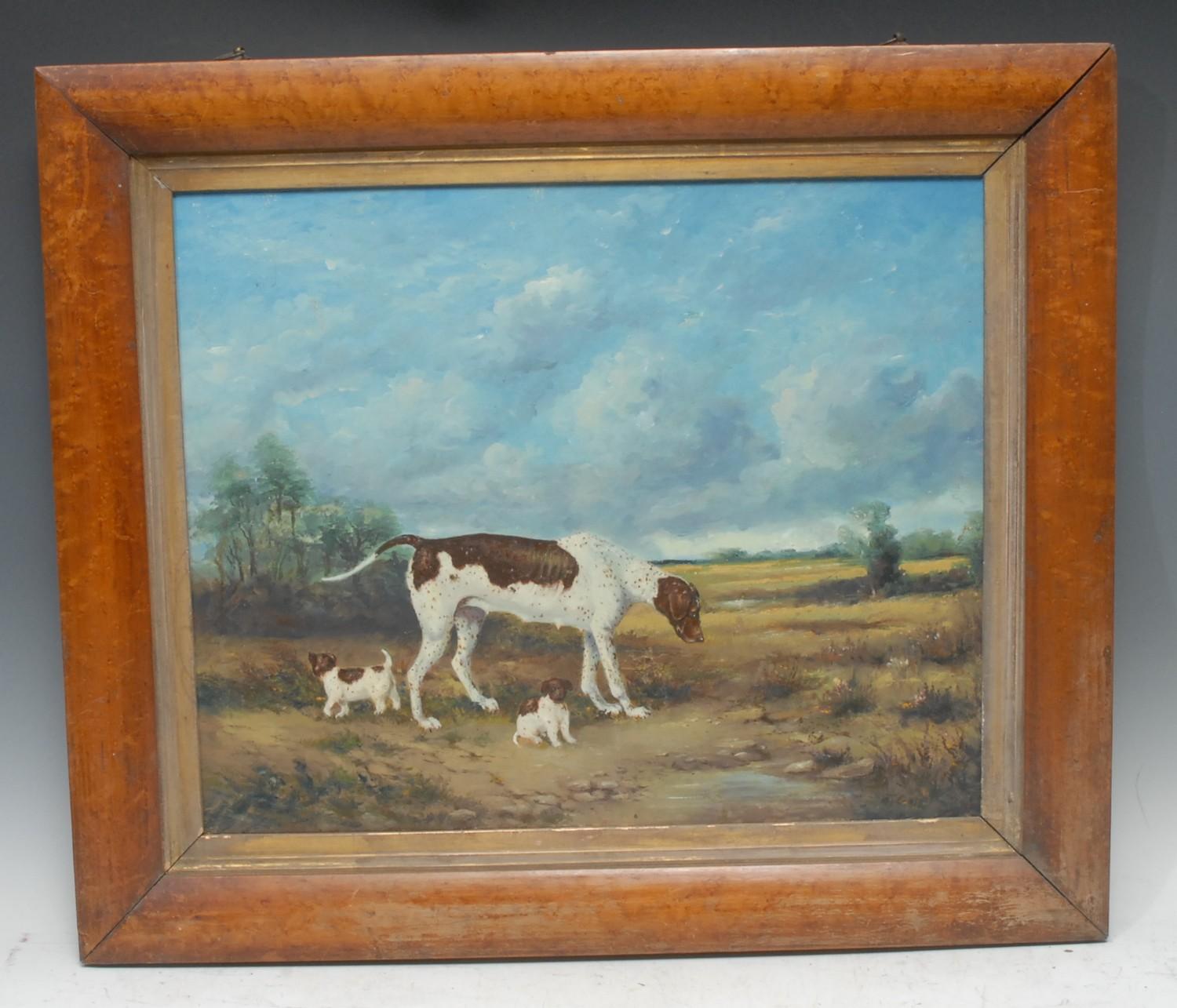 J** Cole (20th century) Hounds and Pups signed, oil on board, 40cm x 49cm