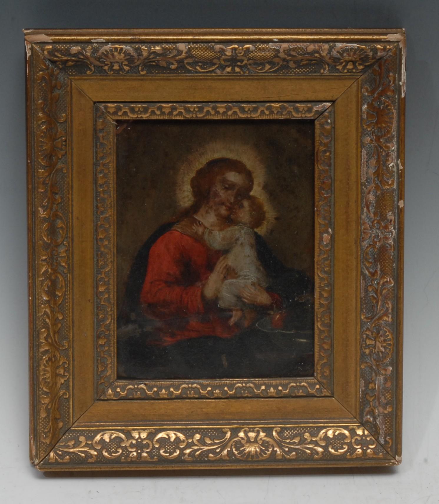 North European School (19th century) Madonna and Child oil on copper, 14.5cm x 11cm