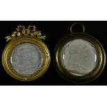 A plaster medallion or intaglio impression, Napoleon Bonaparte, 5cm diam, brass frame; another,
