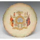 The Boer War - a 19th century earthenware shaped circular plate, inscribed War Declared in South