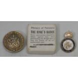 A WWI British Airship factory workers lapel pin; a WWII Kings badge for invalided veterans, in