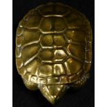 A late 19th century brass novelty vesta case, as a turtle, hinged cover, striker to plastron, 5cm
