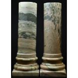 A pair of Grand Tour style marble library columns, square bases, 26.5cm high