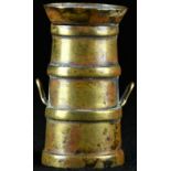 A late 19th century brass novelty vesta case, as a milk churn, hinged cover, striker to base, 4cm