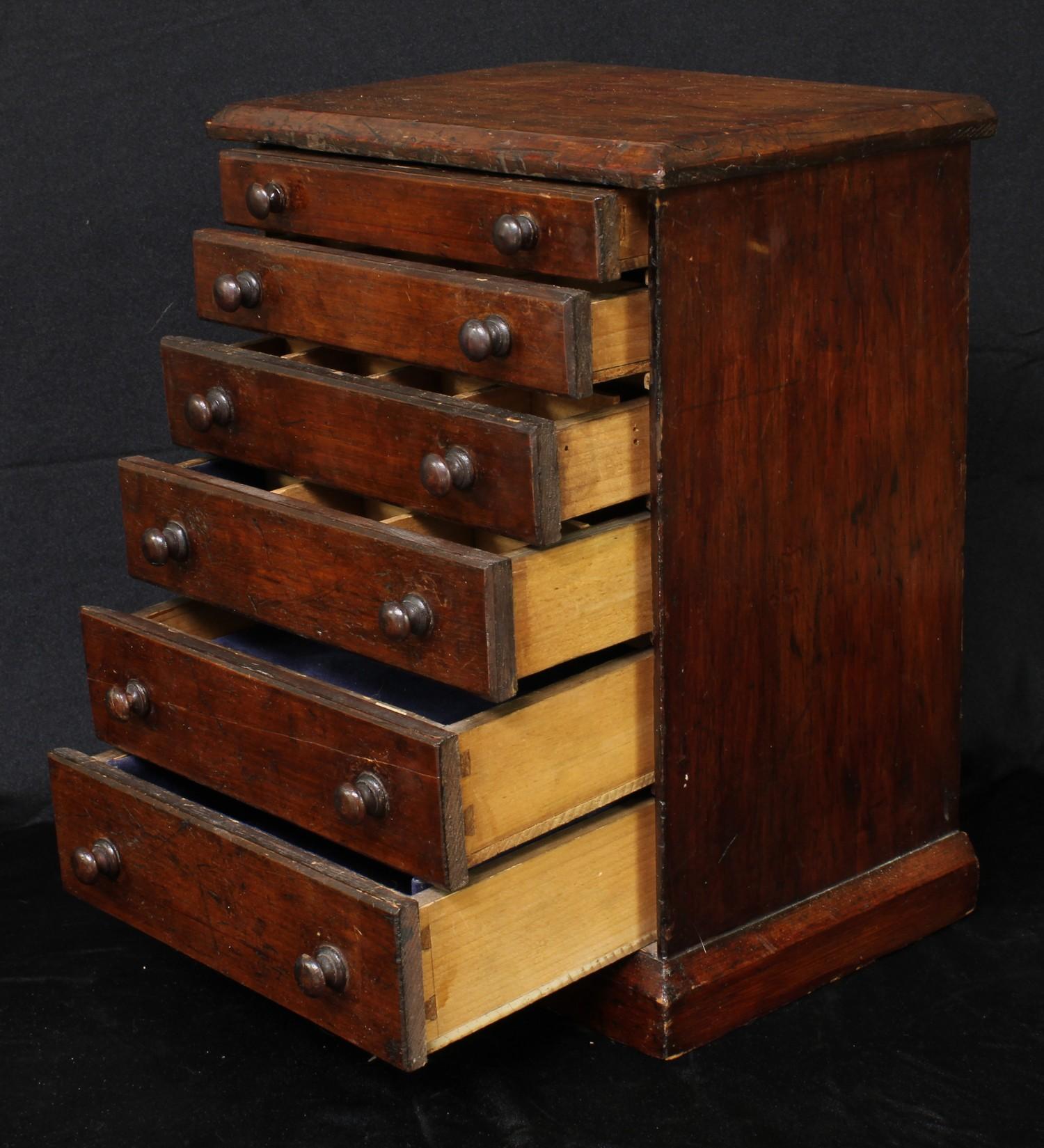 A late Victorian/Edwardian table top watchmaker's chest, oversailing rectangular top above six - Image 2 of 2