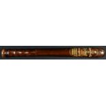 Police History - World War I - an early 20th century hardwood police truncheon, printed in
