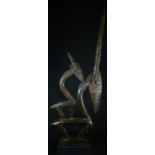 Tribal Art - a Bamana Chiwara antelope headdress, 76.5cm high, collector's plinth, Mali, West Africa