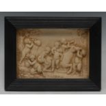 A Grand Tour type composition bas relief plaque, depicting putti playing with a horse, 10.5cm x 15.