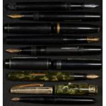 Pens - an Osmiroid fountain pen, 14ct gold nib; others, Blackbird; Summit; Platignum Senior;