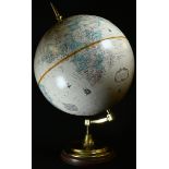 A 12" terrestrial globe, Replogle World Classic Series, brass finished fittings, turned mahogany