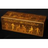 A 19th century marquetry box, inlaid in the Grand Tour taste with Europa and the Bull, a Centaur and