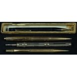 Pens - a Mabie, Todd & Co Fyne Point propelling pencil; a rolled gold Yard-O-Lead propelling pencil;