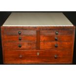 Medical Interest - a late 19th century mahogany table top dentist's cabinet, square top with wavy