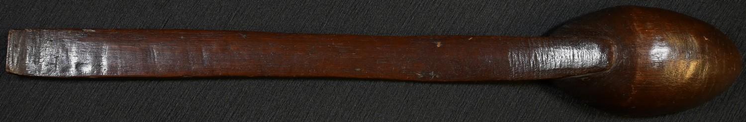 Tribal Art - a hardwood spoon, the stem inlaid with a geometric arrangement of batons, 35.5cm long - Image 2 of 2