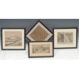 Antiquarianism - English School (late 18th century), a set of four antiquarian prints, comprising