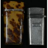 A William IV silver tapered rounded rectangular etui or lancet case, engine turned overall, hinged