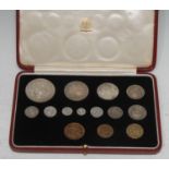 Coins, GB, George VI proof set, including Maundy Issue, crown-farthing (but lacking 1p), gilt-tooled
