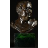 Grand Tour School, a brown patinated bronze library bust, of Aulus Vitellius, the Roman emperor,