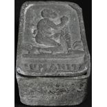 Slavery and Abolishionism - a 19th century lead tobacco box, the cover in relief with the