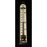 A 19th century ebony wall mounted thermometer, by Dolland, London, 21.5cm long overall